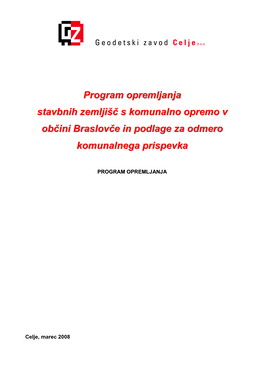 Program Opremljanja Za Doloċitev Komunalnega Prispevka Obċine