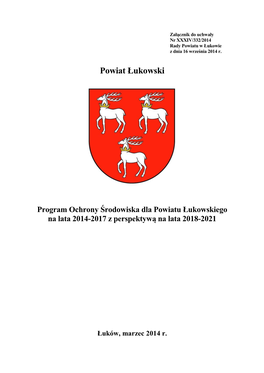 Program Ochrony Środowiska Powiatu Łukowskiego Na Lata 2014-2017 Z Perspektywą Na Lata 2018-2021