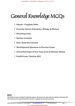 General Knowledge Mcqs