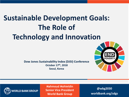 Sustainable Development Goals: the Role of Technology and Innovation