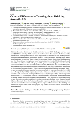 Cultural Differences in Tweeting About Drinking Across the US