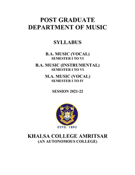 Post Graduate Department of Music