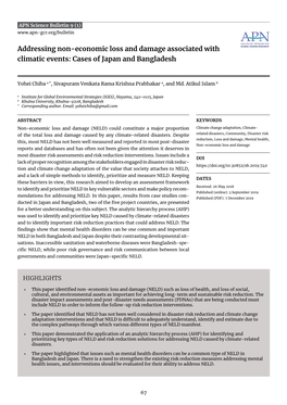 Addressing Non-Economic Loss and Damage Associated with Climatic Events: Cases of Japan and Bangladesh