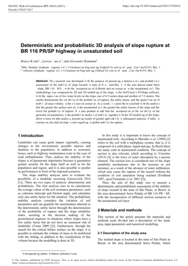 Deterministic and Probabilistic 3D Analysis of Slope Rupture at BR 116 PR/SP Highway in Unsaturated Soil