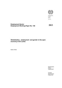 Globalization, Employment and Gender in the Open Economy of Sri Lanka