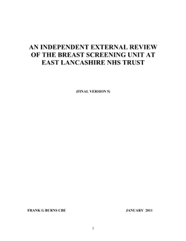 Independent External Review of the Breast Screening Unit at East Lancashire Nhs Trust