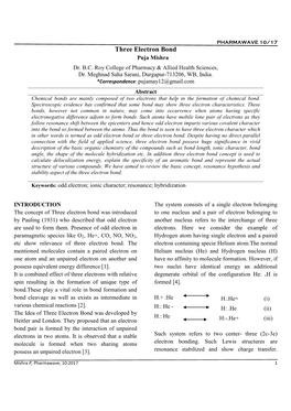 Three Electron Bond Puja Mishra Dr