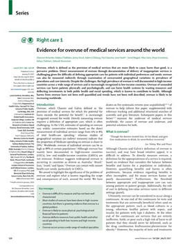 Evidence for Overuse of Medical Services Around the World