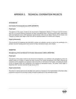 Appendix 2. Technical Cooperation Projects