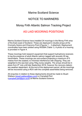 Marine Scotland Science NOTICE to MARINERS Moray Firth Atlantic