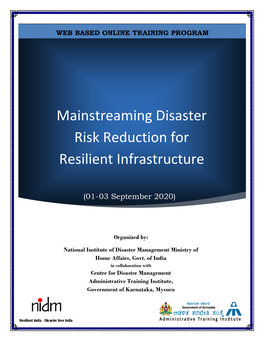 Mainstreaming Disaster Risk Reduction for Resilient Infrastructure