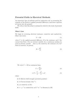 Potential Fields in Electrical Methods
