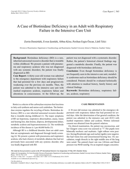 A Case of Biotinidase Deficiency in an Adult with Respiratory Failure in the Intensive Care Unit