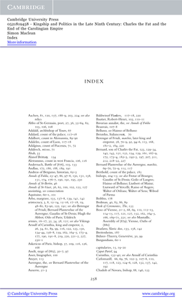 Kingship and Politics in the Late Ninth Century: Charles the Fat and the End of the Carolingian Empire Simon Maclean Index More Information