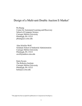 Design of a Multi-Unit Double Auction E-Market