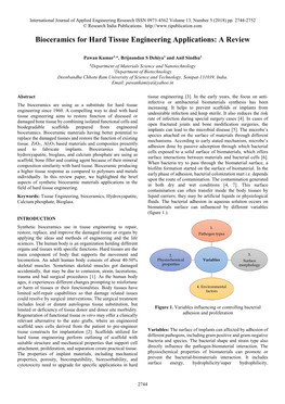 Bioceramics for Hard Tissue Engineering Applications: a Review