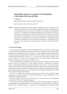 Vulnerability Analyses in a Sample of 18 Municipalities in the Veneto-Friuli Area (NE Italy)