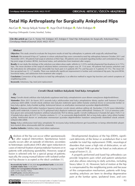 Total Hip Arthroplasty for Surgically Ankylosed Hips