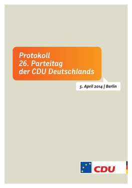 Protokoll 26. Parteitag Der CDU Deutschlands
