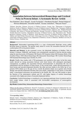 Association Between Intracerebral Hemorrhage and Cerebral Palsy In