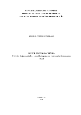 Universidade Federal Fluminense Instituto De Arte E Comunicação Social Programa De Pós-Graduação Em Comunicação