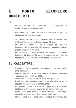 È Morto Giampiero Boniperti