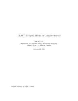 DRAFT: Category Theory for Computer Science