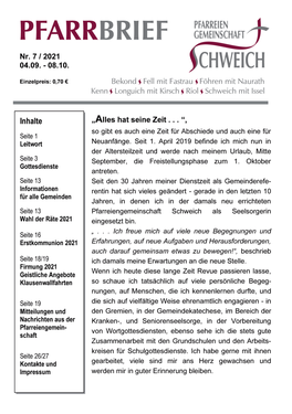 Pfarrbrief St. Martin Schweich