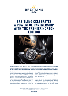 Breitling Celebrates a Powerful Partnership with the Premier Norton Edition