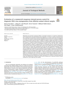 Evaluation of a Commercial Exogenous Internal Process Control for Diagnostic RNA Virus Metagenomics from Diﬀerent Animal Clinical Samples T