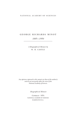 GEORGE RICHARDS MINOT December 2, 1885-February 25, 1950