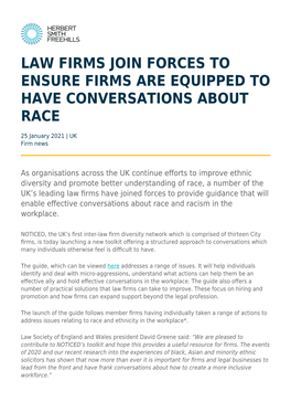 Law Firms Join Forces to Ensure Firms Are Equipped to Have Conversations About Race