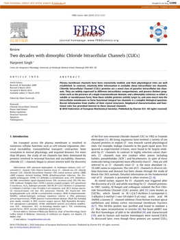 Two Decades with Dimorphic Chloride Intracellular Channels (Clics)