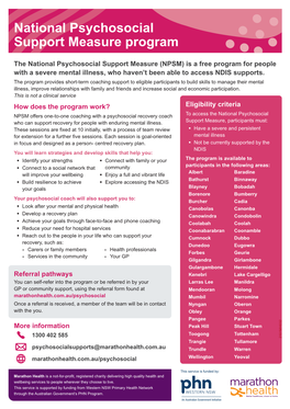 National Psychosocial Support Measure Program