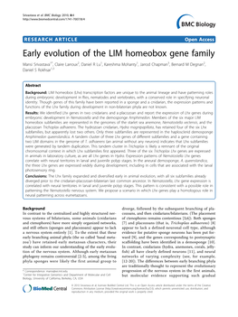 Early Evolution of the LIM Homeobox Gene Family