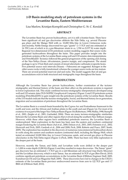 2-D Basin Modeling Study of Petroleum Systems in the Levantine Basin, Eastern Mediterranean