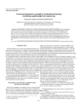 Functional Biopolymers Produced by Biochemical Technology Considering Applications in Food Engineering