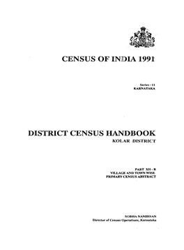 District Census Handbook, Kolar, Part XII-B, Series-11