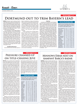 Dortmund out to Trim Bayern's Lead