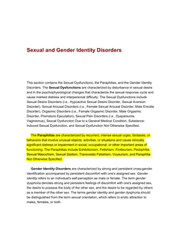 DSM Sexual and Gender Identity Disorders