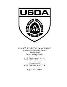 DA Instruction 918-PS Instructions for Dairy Plant Surveys.Pdf