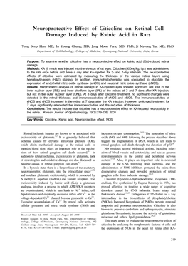 Neuroprotective Effect of Citicoline on Retinal Cell Damage Induced by Kainic Acid in Rats