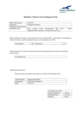 129/10 East Lothian Local Development Plan 2018