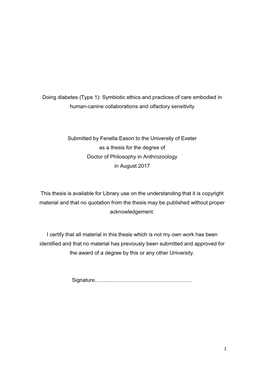 Doing Diabetes (Type 1): Symbiotic Ethics and Practices of Care Embodied in Human-Canine Collaborations and Olfactory Sensitivity