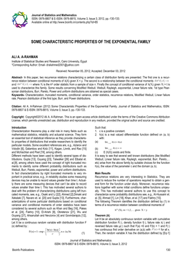 Some Characteristic Properties of the Exponential Family