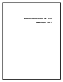 Newfoundland and Labrador Arts Council Annual Report 2016-17