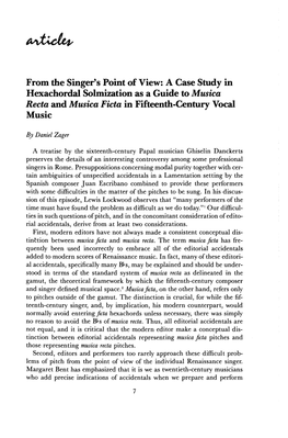 A Case Study in Hexachordal Solmization As a Guide to Musica Recta and Musica Ficta in Fifteenth-Century Vocal Music