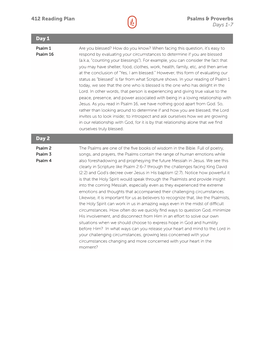 412 Reading Plan Psalms & Proverbs