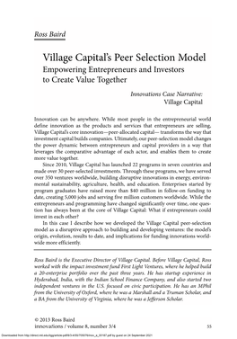 Village Capital's Peer Selection Model