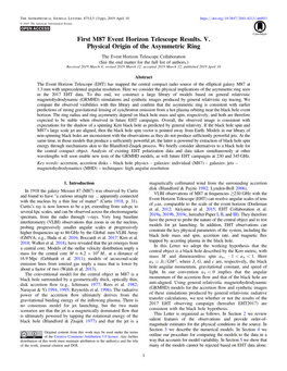 First M87 Event Horizon Telescope Results. V. Physical Origin of the Asymmetric Ring